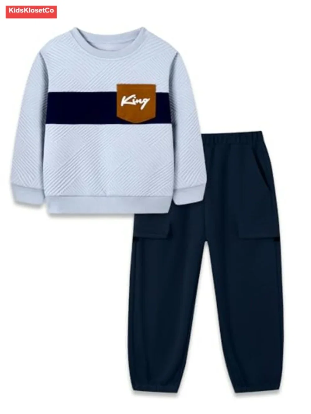 Toddler Boys Long Sleeve Color Block Sweatshirt and Cargo Pants 2-Piece Set